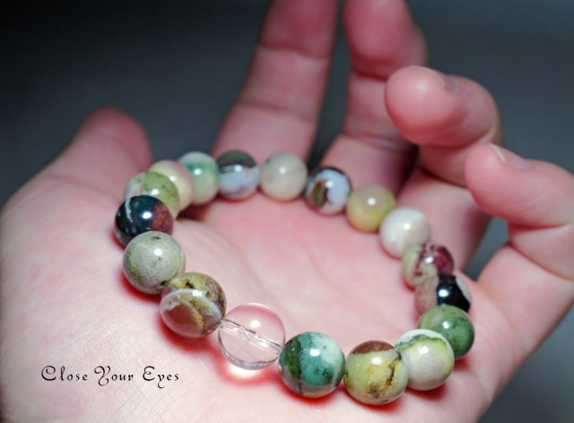 １０ｍｍエナジーブレス　ホワイトスレイマン(碧）　０１　オンリーワンブレス