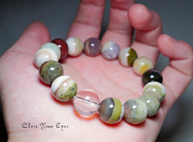 Cindy様★専用★ホワイトスレイマン天珠のブレス ステンレス マンテルチェーンブレスレット [b183] | スタイルで