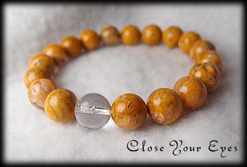 ハイパーエナジーブレスレット　イエローレースアゲート　１０ｍｍ