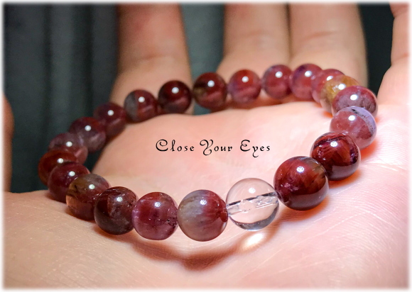 オンリーワンブレス　８ｍｍハイパーエナジーブレス　カナダ産　レッドアメシスト　A