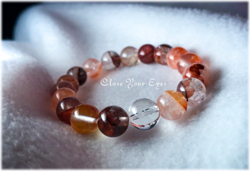 オンリーワンブレス　１０ｍｍハイパーエナジーブレス　ヘマタイトinクォーツ　レッド