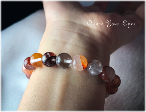 オンリーワンブレス　１０ｍｍハイパーエナジーブレス　ヘマタイトinクォーツ　レッド