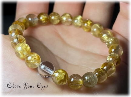 ７．５ｍｍエナジーブレス　金のルチルクォーツ　０１　オンリーワンブレス