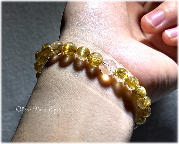 ７ｍｍエナジーブレス 高品質　金のルチルクォーツ　オンリーワンブレス