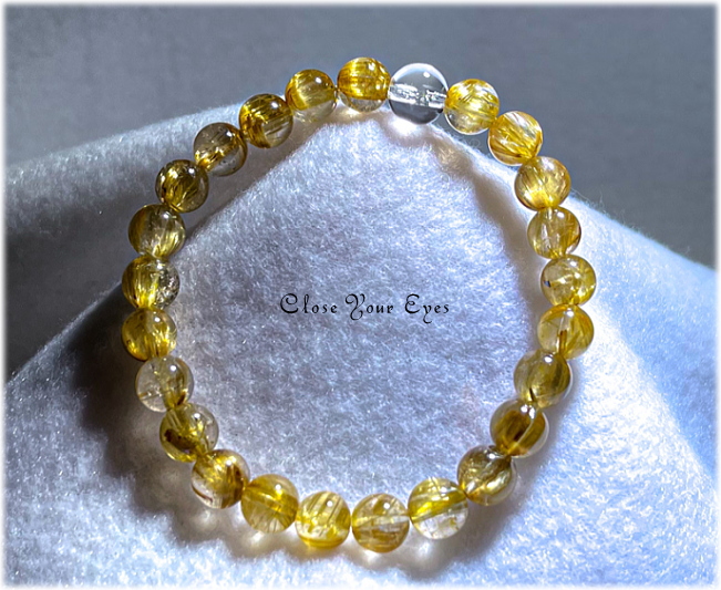 ７ｍｍエナジーブレス 高品質　金のルチルクォーツ　オンリーワンブレス