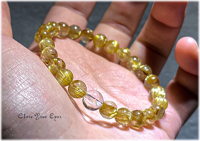 ７ｍｍエナジーブレス 高品質　金のルチルクォーツ　オンリーワンブレス