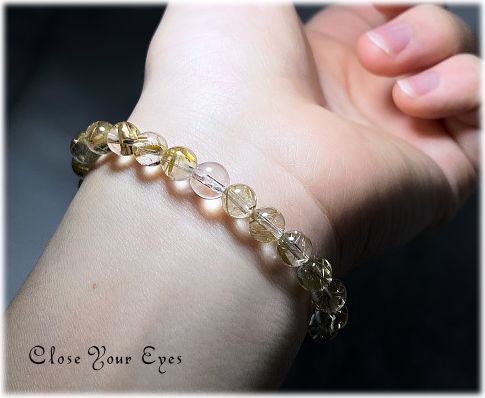 ７ｍｍエナジーブレス　金のルチルクォーツ　０２　オンリーワンブレス