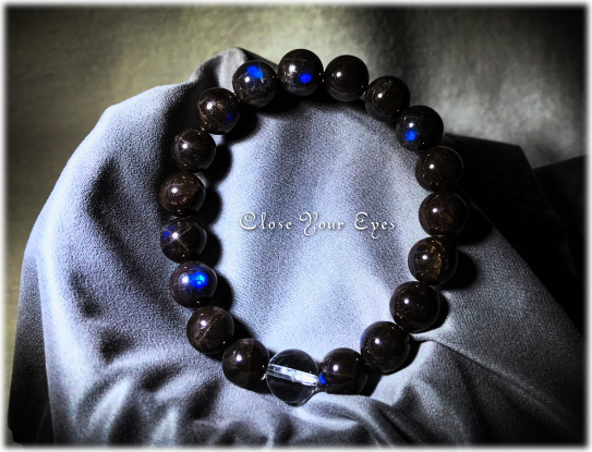 オンリーワンブレス　１０ｍｍハイパーエナジーブレスレット　ブラックラブラドライト