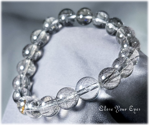 ９mmエナジーブレス　ブラックルチルクォーツ　オンリーワンブレス