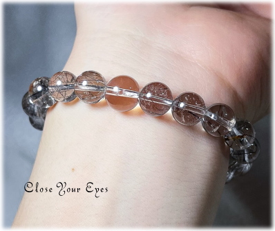 ９mmエナジーブレス　ブラックルチルクォーツ　オンリーワンブレス