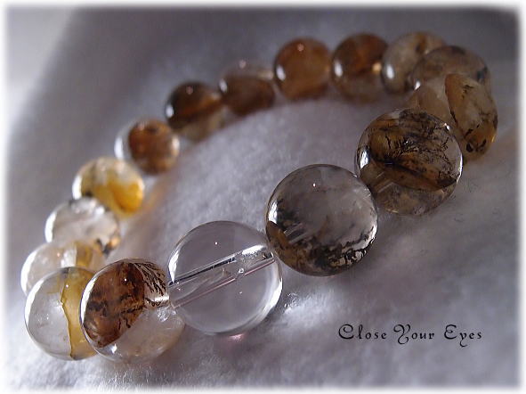 レアな石達　輝く樹林　デンドリティッククォーツ　１２ｍｍ玉ブレス　画像４