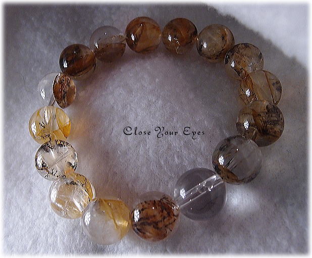 レアな石達　輝く樹林　デンドリティッククォーツ　１２ｍｍ玉ブレス　画像５