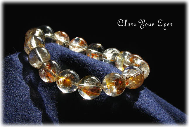 レアな石達　自然の織り成す芸術 ヘマタイト・イン・クォーツ・１１ｍｍ玉ブレス　画像