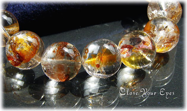 レアな石達　自然の織り成す芸術 ヘマタイト・イン・クォーツ・１１ｍｍ玉ブレス　画像５