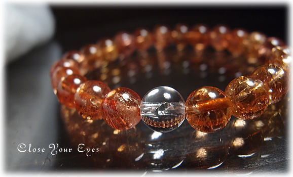 レアな石達　皇帝の輝き　インペリアルトパーズ　８ｍｍ玉ブレス　画像３