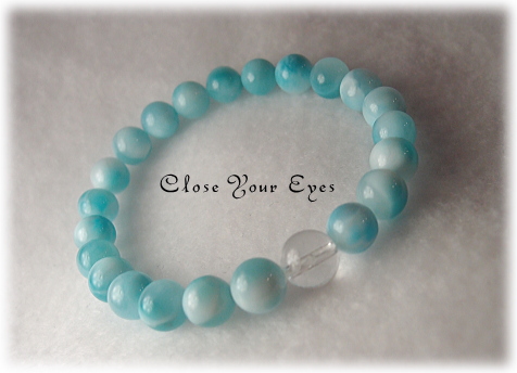 レアな石達　ハイパーエナジーブレスレット　アイスラリマー７．５ミリ玉　０１