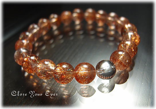 レアな石達　　ハイパーエナジーブレス オレンジエレスチャルクォーツ ９ｍｍ玉ブレス　画像４