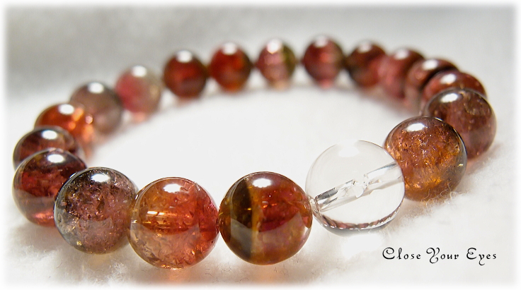 レアな石達　　愛と光に包まれて ウォーターメロントルマリン 10ｍｍ玉ブレス　画像１