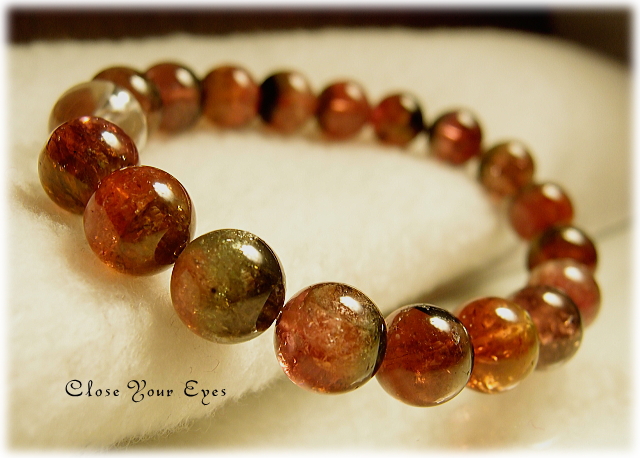 レアな石達　　愛と光に包まれて ウォーターメロントルマリン 10ｍｍ玉ブレス　画像２