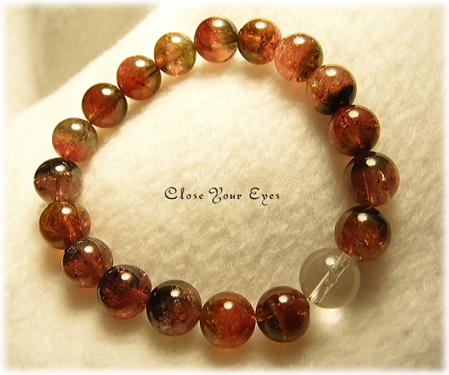 レアな石達　　愛と光に包まれて ウォーターメロントルマリン 10ｍｍ玉ブレス　画像３