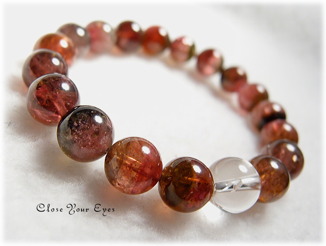 レアな石達　　愛と光に包まれて ウォーターメロントルマリン 10ｍｍ玉ブレス　画像７