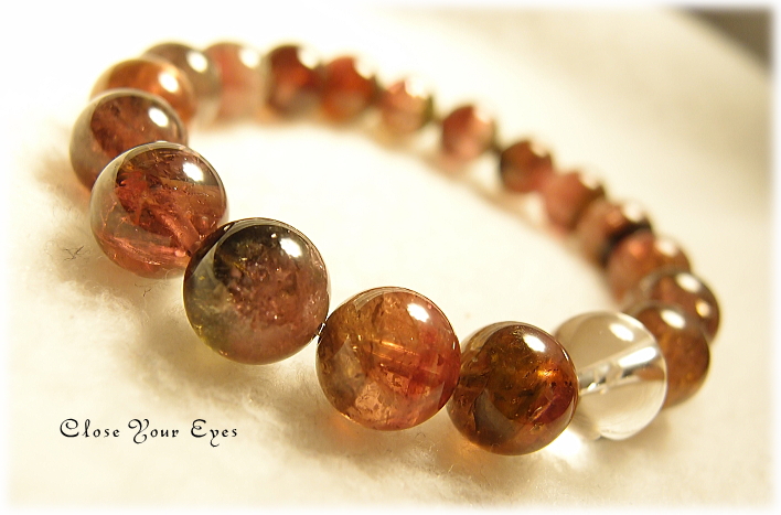 レアな石達　　愛と光に包まれて ウォーターメロントルマリン 10ｍｍ玉ブレス　画像８