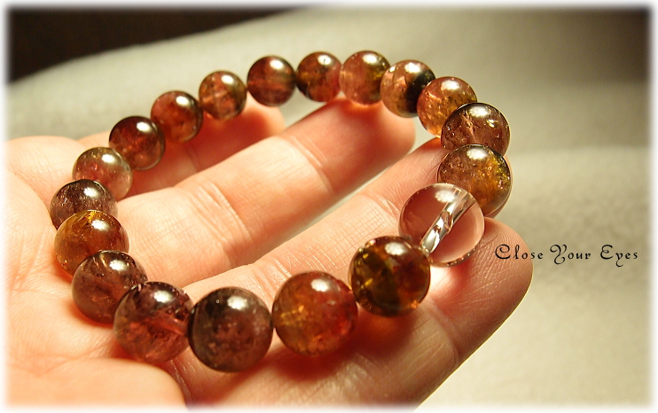 レアな石達　　愛と光に包まれて ウォーターメロントルマリン 10ｍｍ玉ブレス　画像９