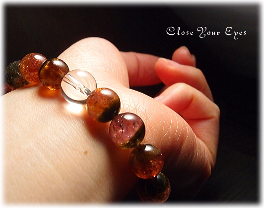 レアな石達　　愛と光に包まれて ウォーターメロントルマリン 10ｍｍ玉ブレス　画像１０